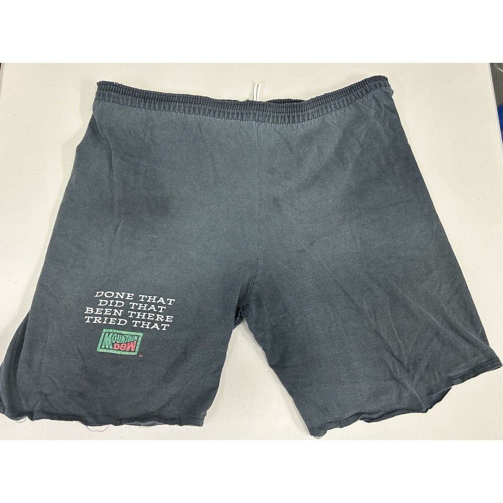 Vintage Mountain Dew Shorts "Done That Did That"‎ Black XL Thrashed Faded